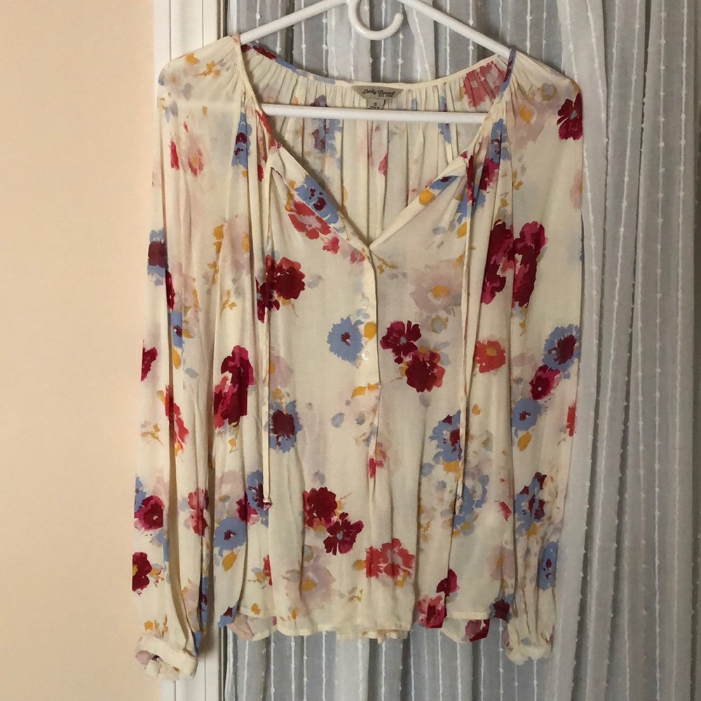 Lucky Brand flowy floral long sleeve blouse.